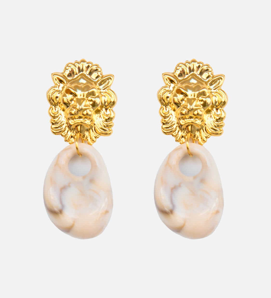 Handgemachte Amani Löwen - Ohrringe Beige l Yasèmia Jewellery Yasèmia