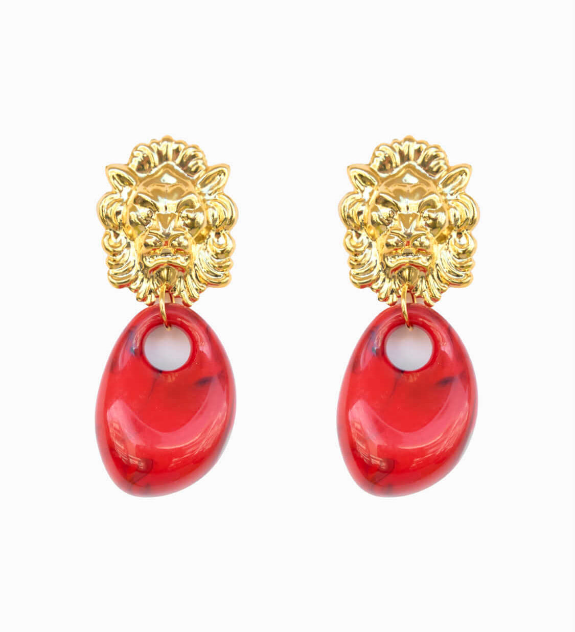 Handgemachte Amani Löwen - Ohrringe Red l Yasèmia Jewellery Yasèmia