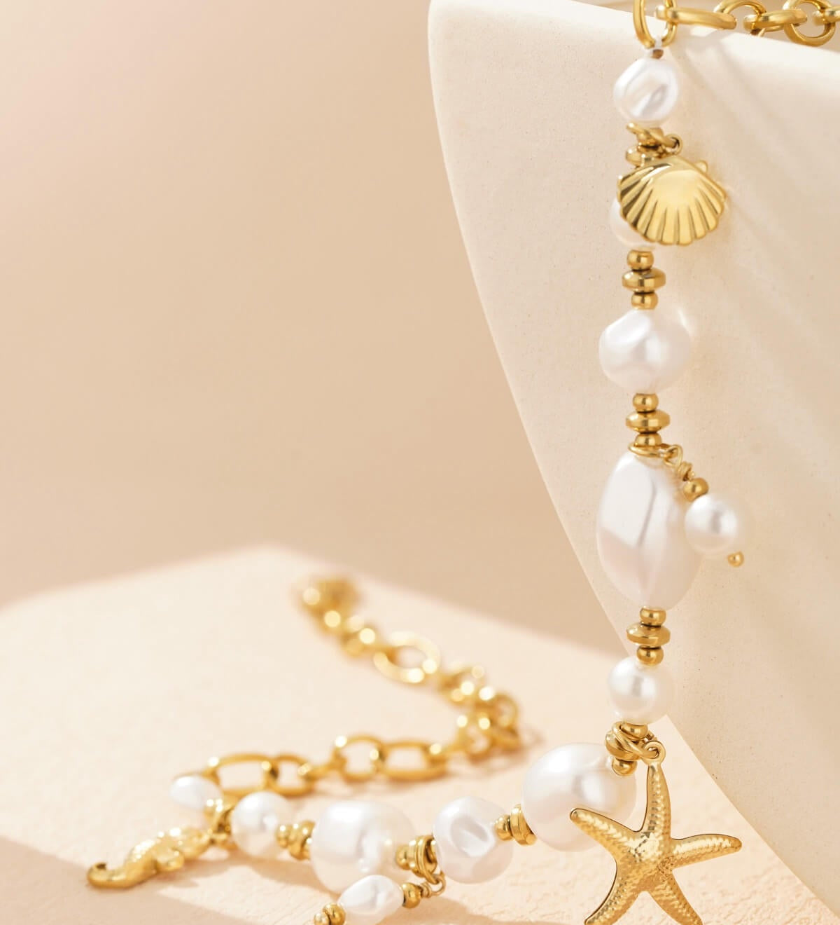 Assi Halskette 14K vergoldetem Edelstahl & Süßwasserperlen l Yasèmia Jewellery Yasèmia