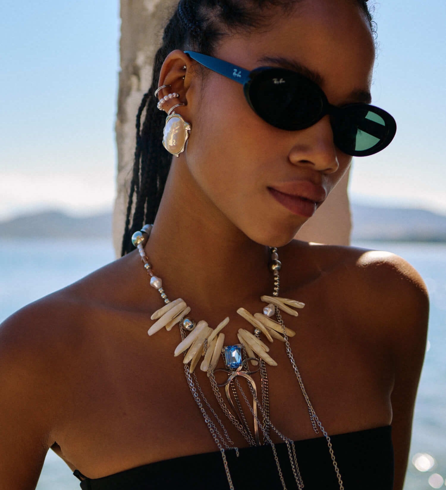 Cayo Ohrringe | Silberversilbertes Set mit Perlen & Ohrmanschette – Yasèmia Earrings Yasèmia