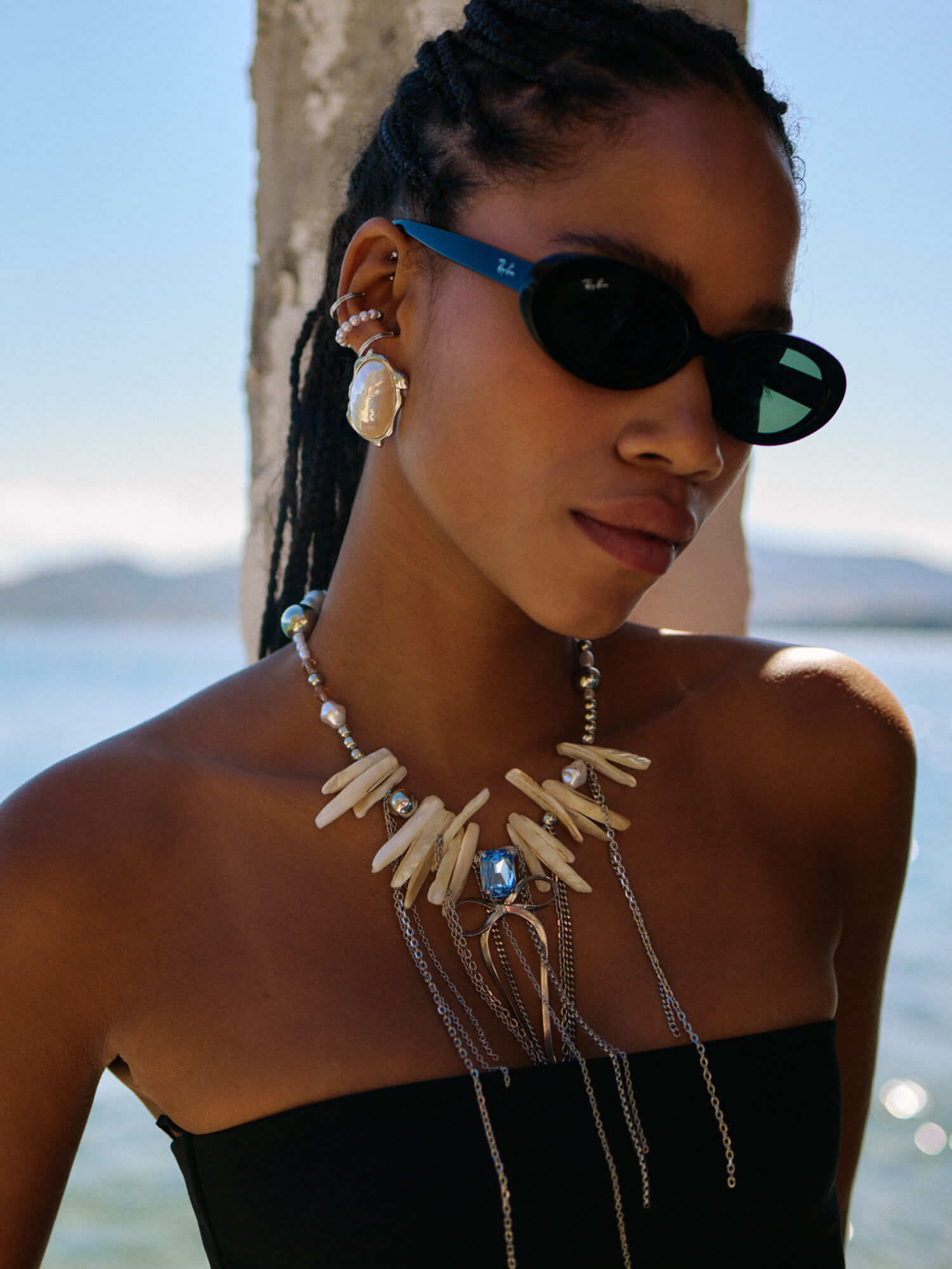 Cayo Ohrringe | Silberversilbertes Set mit Perlen & Ohrmanschette – Yasèmia Earrings Yasèmia