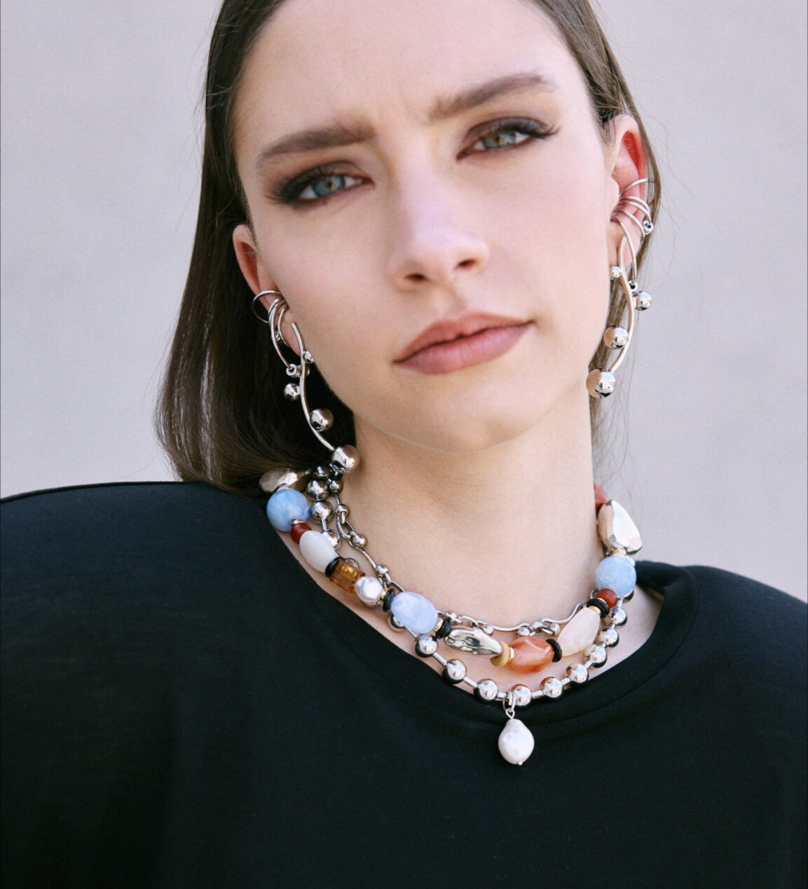 Gemini Ohrringe | 4-teiliges Set mit Silberversilberten Ohrringen & Manschetten – Yasèmia Earrings Yasèmia