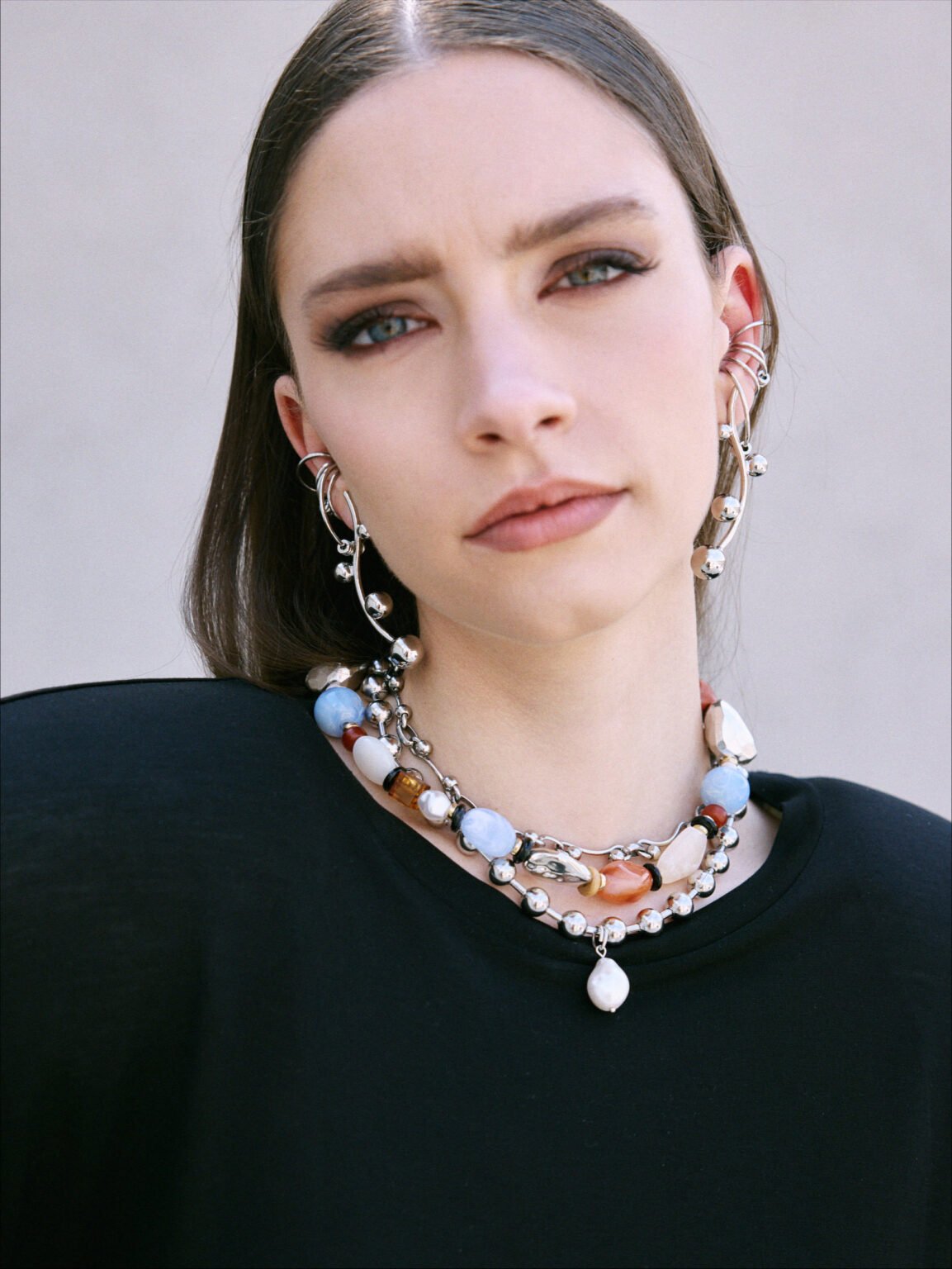 Gemini Ohrringe | 4-teiliges Set mit Silberversilberten Ohrringen & Manschetten – Yasèmia Earrings Yasèmia