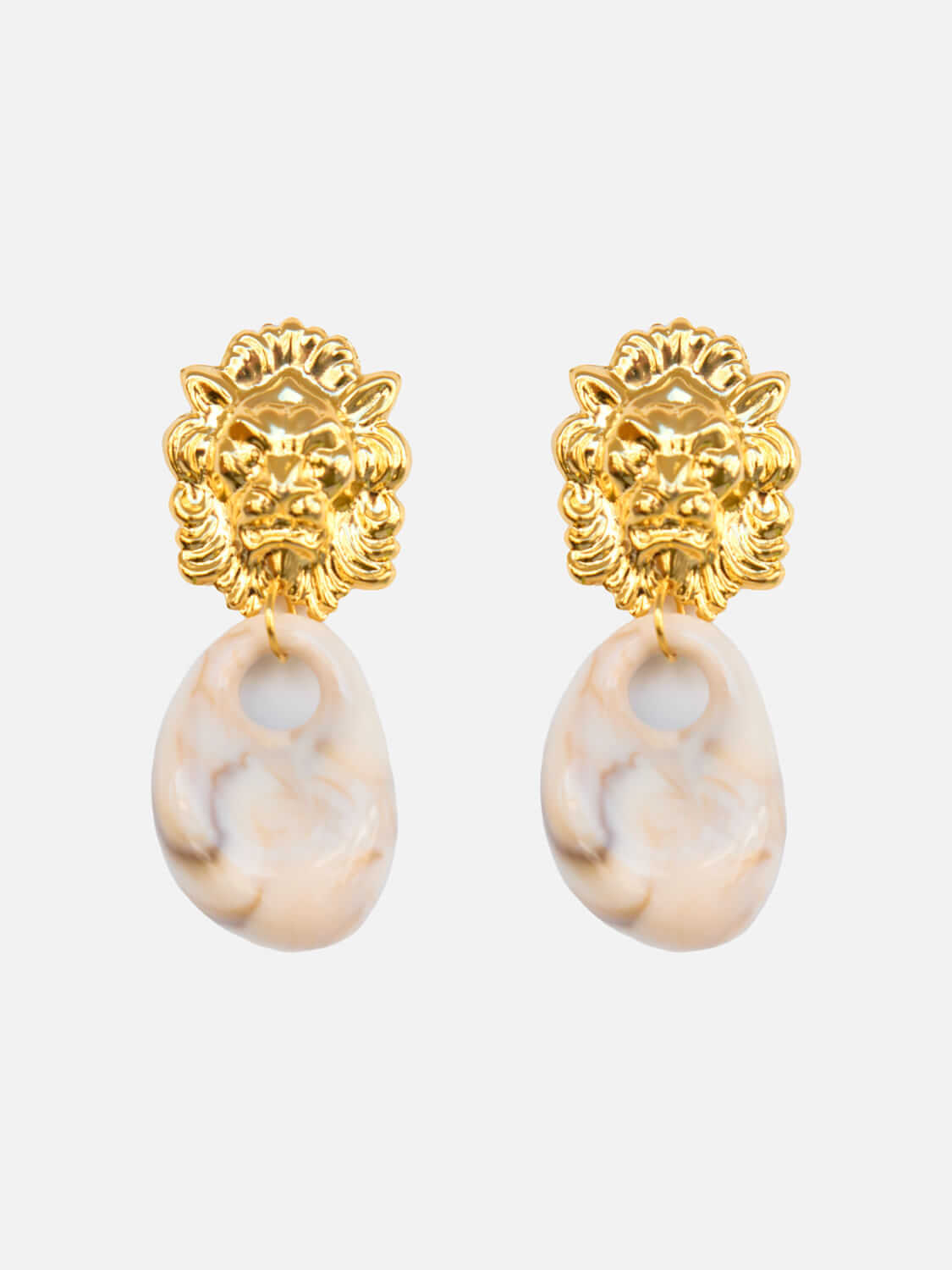 Handgemachte Amani Löwen - Ohrringe Beige l Yasèmia Jewellery Yasèmia