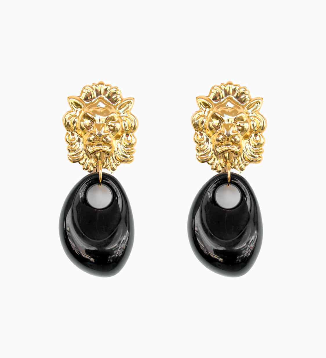 Handgemachte Amani Löwen - Ohrringe Schwarz l Yasèmia Jewellery Yasèmia