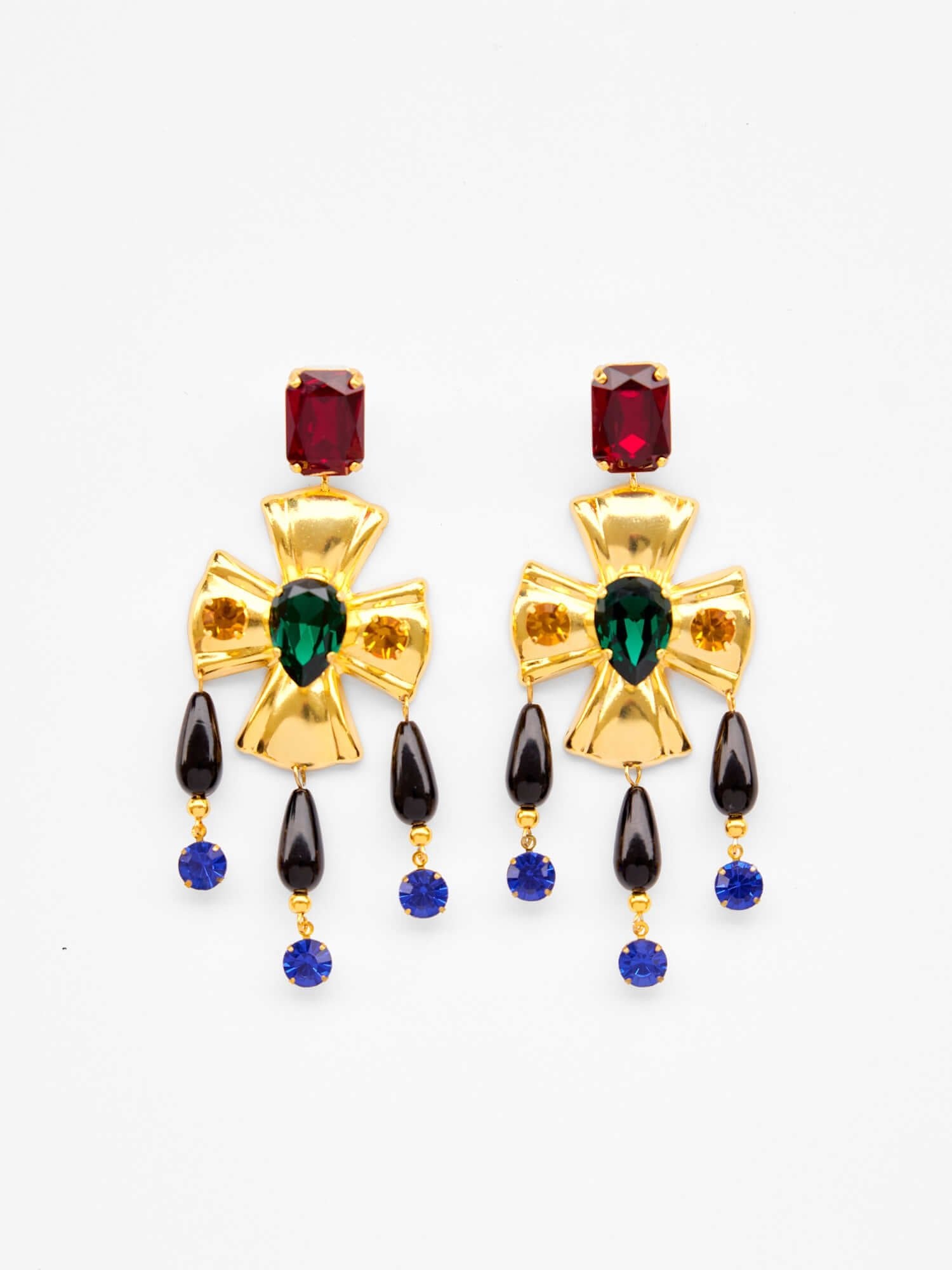 Handgemachter Schmuck Duesseldorf Yasemia jewellery Ohrringe Kreuz statement set gold mit steinen