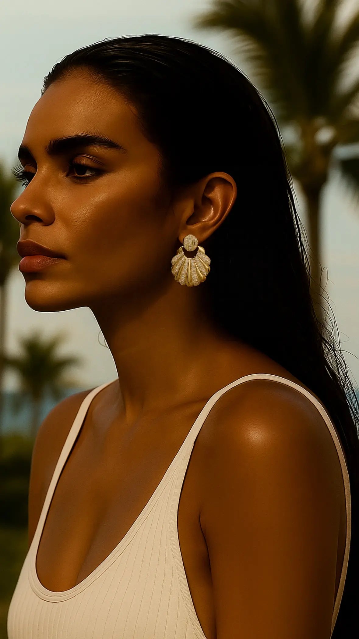 Yasemia Schmuck handgemachte Düsseldorf Muscheln Ohrringe Gold und Zirkonia