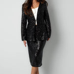 Yasemia eleganter schwarzer Glitzerblazer Damen – stilvoller Party- und Abendlook