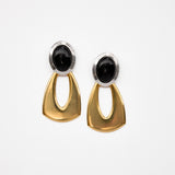 Raven Ohrringe — 24k Gold & Silber Vergoldet mit schwarzem Cabochon | Yasèmia Fashion Jewellery Yasèmia