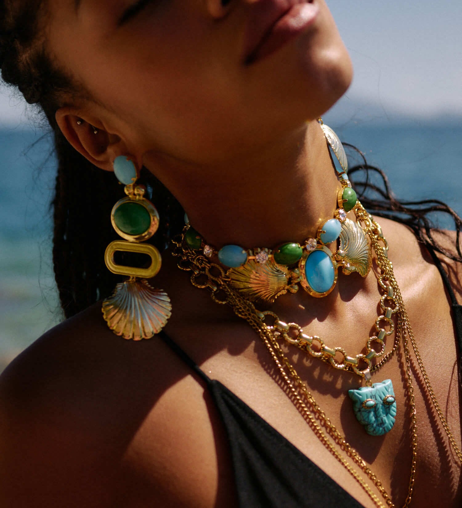 Selva Halskette (Türkis) | Goldene Edelstahlkette mit Türkis Panther-Anhänger – Yasèmia Necklace Yasèmia