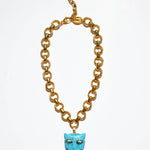 Selva Halskette (Türkis) | Goldene Edelstahlkette mit Türkis Panther-Anhänger – Yasèmia Necklace Yasèmia