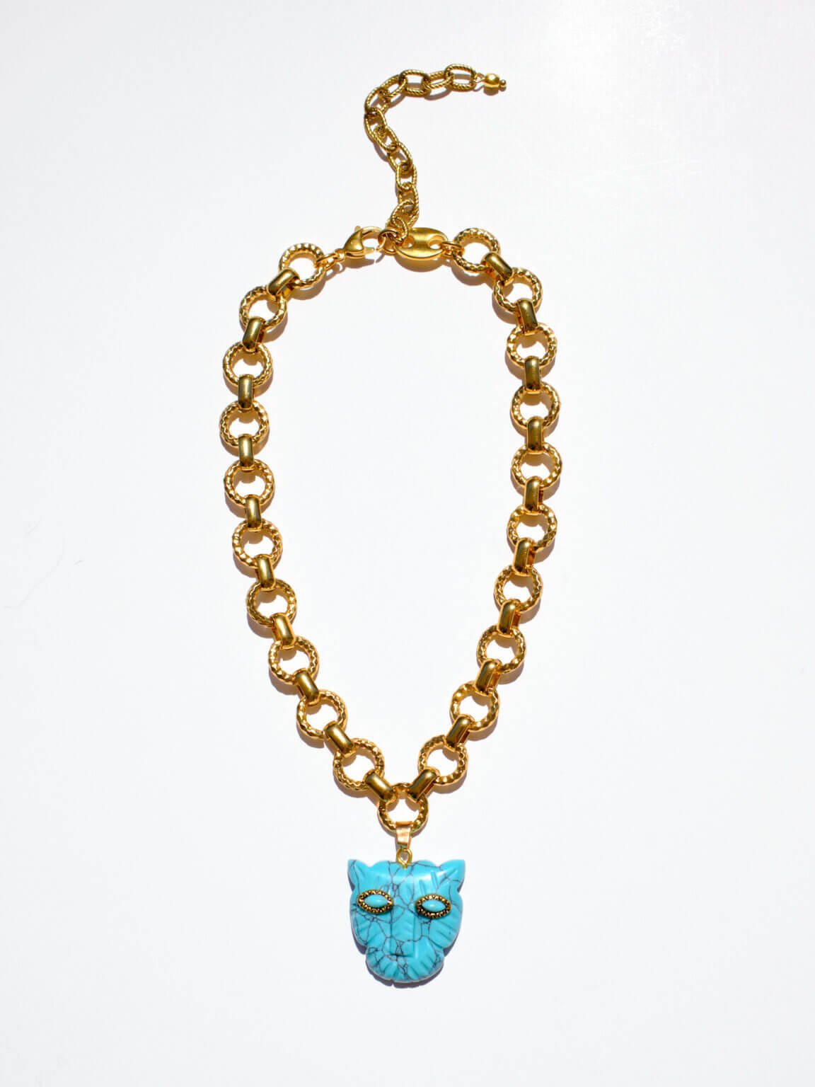 Selva Halskette (Türkis) | Goldene Edelstahlkette mit Türkis Panther-Anhänger – Yasèmia Necklace Yasèmia