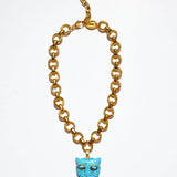 Selva Halskette (Türkis) | Goldene Edelstahlkette mit Türkis Panther-Anhänger – Yasèmia Necklace Yasèmia