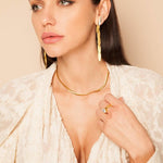 Akira Lange Ohrringe aus 24K Vergoldetem Bronze mit Swarovski - Eleganz für den Sommer l Yasèmia Jewellery Yasèmia