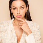 Akira Lange Ohrringe aus 24K Vergoldetem Bronze mit Swarovski - Eleganz für den Sommer l Yasèmia Jewellery Yasèmia