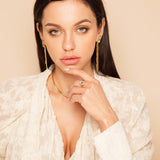 Akira Lange Ohrringe aus 24K Vergoldetem Bronze mit Swarovski - Eleganz für den Sommer l Yasèmia Jewellery Yasèmia