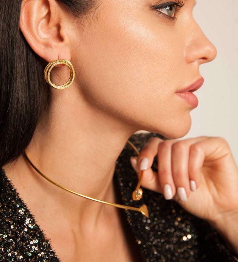 Einzigartige Artisia Ohrringe - 24K vergoldetes Bronze l Yasèmia Jewellery Yasèmia