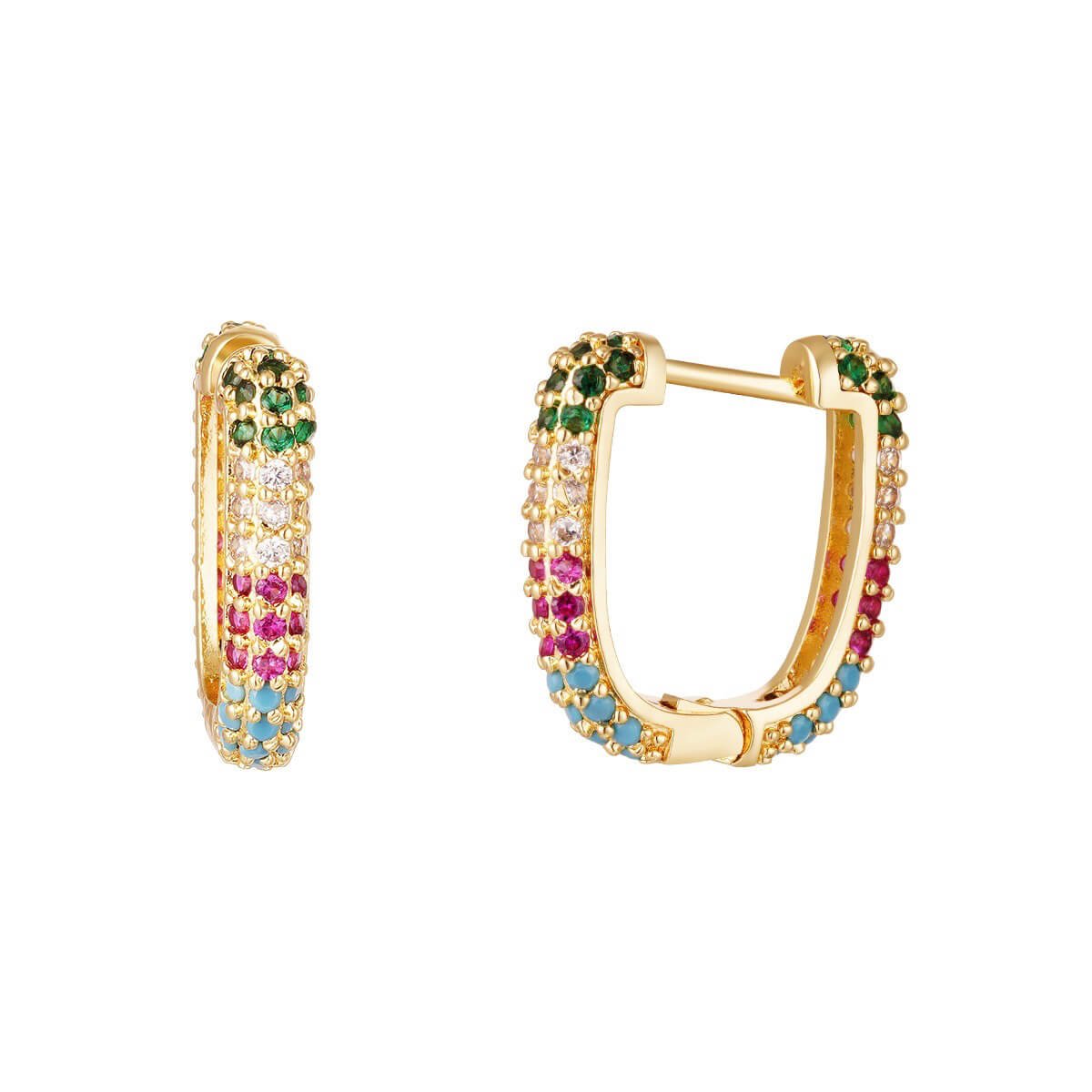 Celine Huggies Ohrringe - 18K vergoldet mit funkelnden Zirkonen l Yasèmia Earrings Yasèmia