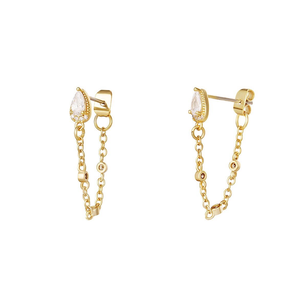 Elegante Denya Ohrringe aus 18K Gold mit funkelndem Zirkon l Yasèmia Jewellery Yasèmia