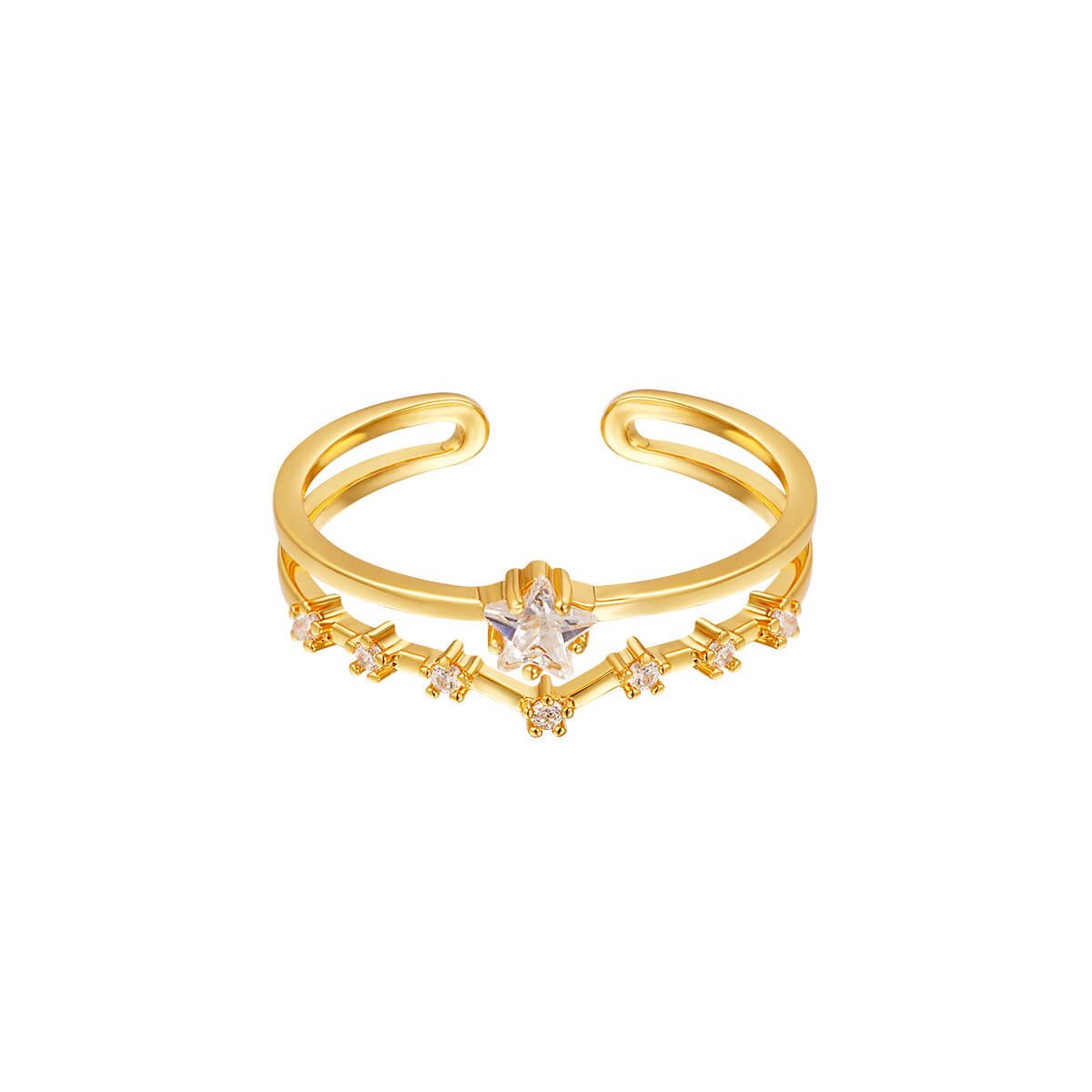Sternförmiger Ring mit Zirkonen - 18K vergoldet für funkelnden Glamour l Yasèmia Jewellery Yasèmia