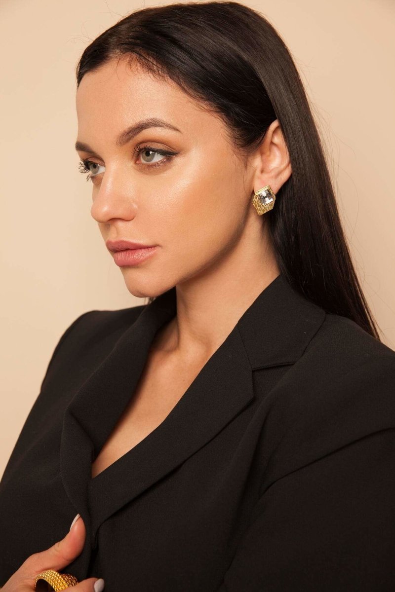 Kaira Ohrstecker mit Swarovski - Kristallen - 24K vergoldetes Bronze l Yasèmia Jewellery Yasèmia