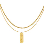 Doppelkette mit Mond - Stern - Anhänger aus 18K vergoldetem Edelstahl und Zirkonen l Yasèmia Jewellery Yasèmia