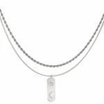 Doppelkette mit Mond - Stern - Anhänger aus 18K vergoldetem Edelstahl und Zirkonen l Yasèmia Jewellery Yasèmia