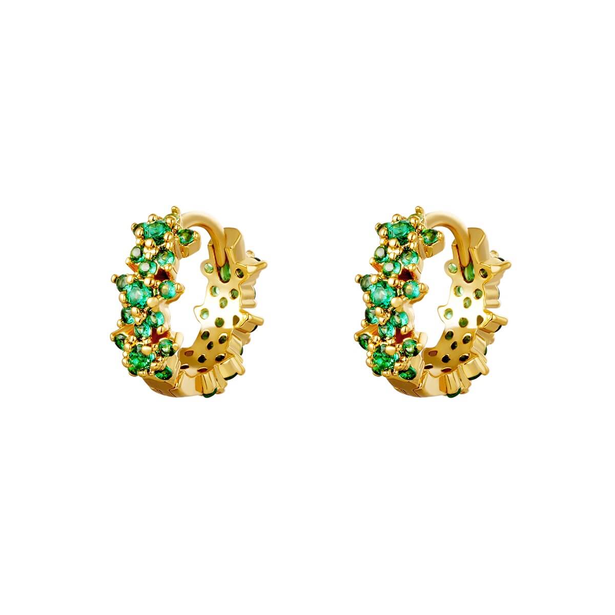 Mini Huggies aus 18K vergoldetem Zirkon in Weiß, Lavendel & Grün l Yasèmia Jewellery Yasèmia