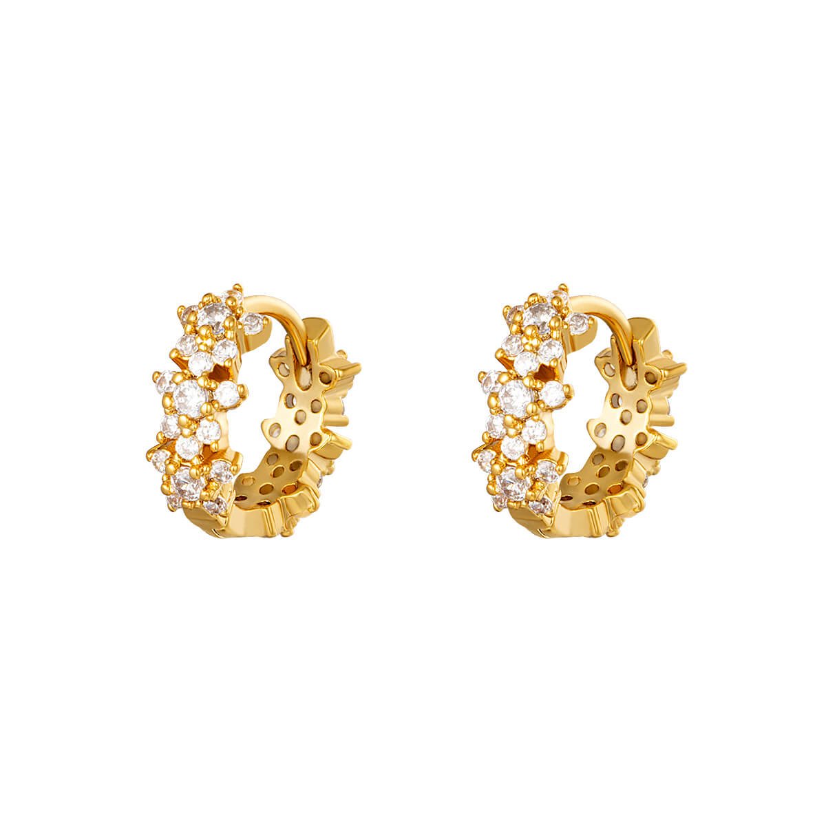 Mini Huggies aus 18K vergoldetem Zirkon in Weiß, Lavendel & Grün l Yasèmia Jewellery Yasèmia