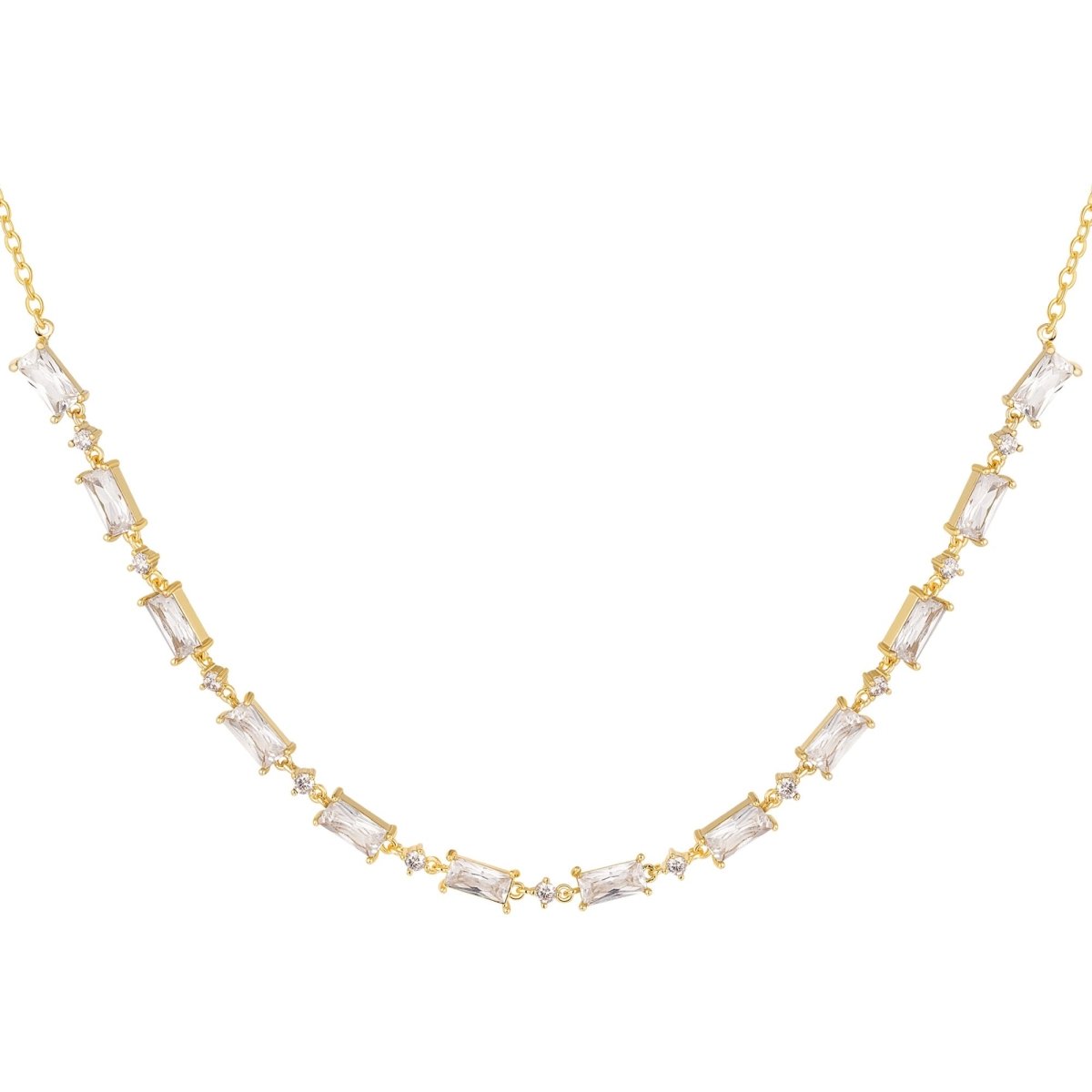 Elegante Halskette mit 18K vergoldetem Design und funkelnden Zirkonen l Yasèmia Jewellery Yasèmia