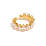 Eleganter Yasèmia Ring aus 18K vergoldetem Edelstahl mit funkelnden Zirkonia l Yasèmia Jewellery Yasèmia
