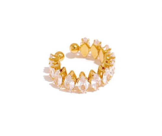 Eleganter Yasèmia Ring aus 18K vergoldetem Edelstahl mit funkelnden Zirkonia l Yasèmia Jewellery Yasèmia