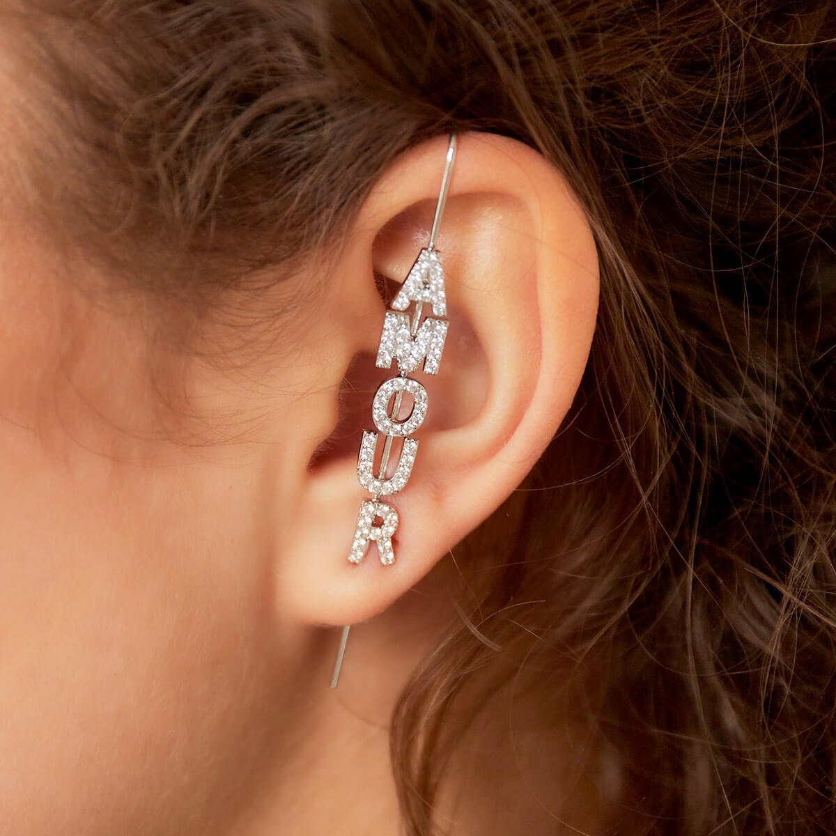 Suki Ohr - Crawler aus 18K vergoldetem Kupfer mit Zirkon - Elegantes Schmuckstück l Yasèmia Jewellery Yasèmia