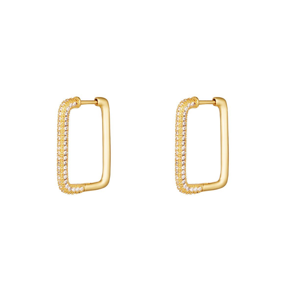 Elegante Huggies Ohrringe mit 18K Goldbeschichtung und Zirkonen - Strahlender Luxus l Yasèmia Jewellery Yasèmia