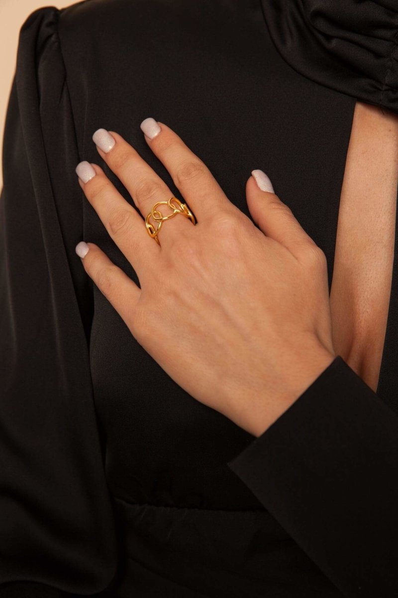 Eleganter violetter Ring aus vergoldetem Bronze – Verstellbar & Hypoallergen l Yasèmia Jewellery Yasèmia